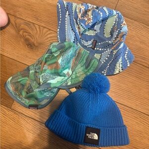The North Face Blue and Green Hats Set